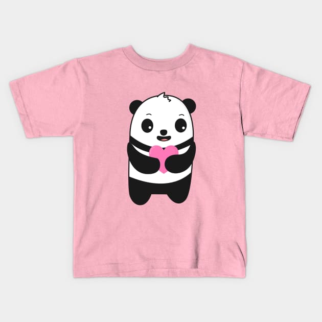 Cute Panda Love T-Shirt Kids T-Shirt by happinessinatee